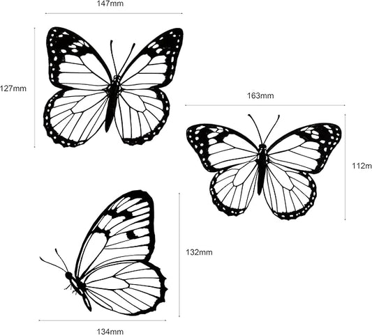EONBES Black Metal Butterfly Wall Decor, 3-Piece Iron Butterfly Wall Art for Home Decor, Minimalist Elegant Wall Hangings for Living Room, Bedroom, Bathroom, Garden, Outdoor & Indoor Use