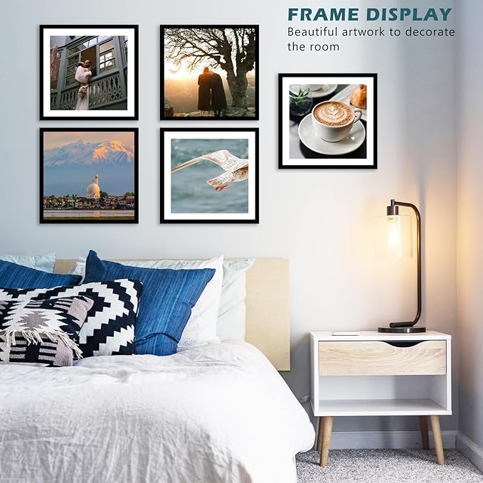 JCJMY 12 Pack 12.5x12.5 Record Frame with 10x10 Mat for Vinyl Record Album Cover Poster, Display Photo 10x10 with Mat or 12.5 x 12.5 Without Mat, Wall Hanging Vinyl Frames, 12 Pack, Black