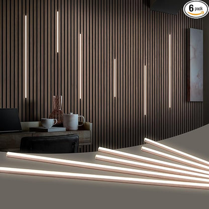 HAMRVL LED Recessed Lighting Wall Panel Lights, 6PCS 4000k Natural White Adhesive Slat Wall Lights with Touch Switch, Wall LED Light for Bedroom, Living Room, Studio, Kitchen Cabinets, Acoustic Walls
