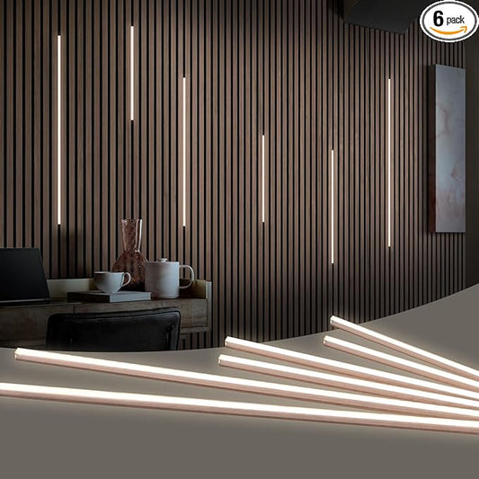 HAMRVL LED Recessed Lighting Wall Panel Lights, 6PCS 4000k Natural White Adhesive Slat Wall Lights with Touch Switch, Wall LED Light for Bedroom, Living Room, Studio, Kitchen Cabinets, Acoustic Walls