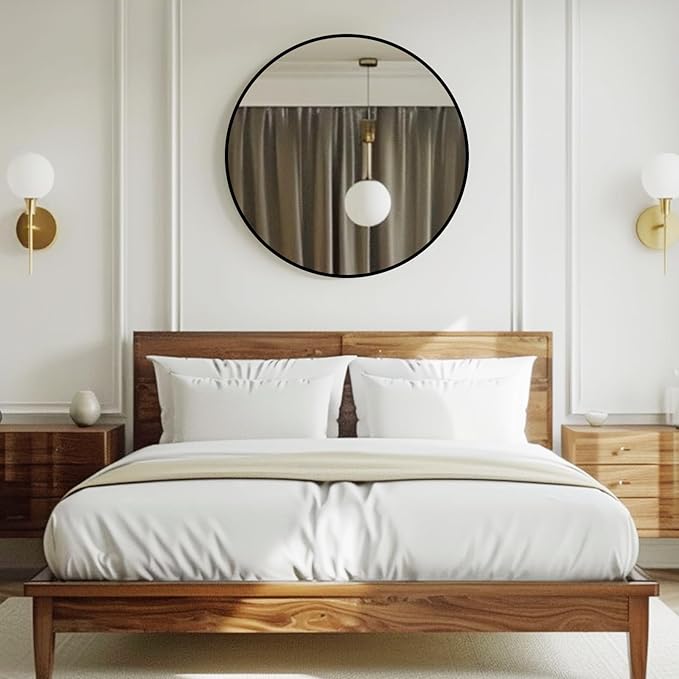 Black Round Mirror 22 inch