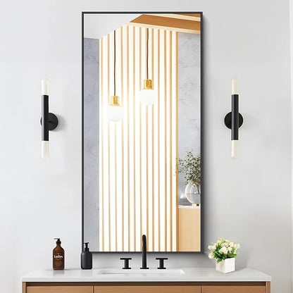 DESBING Black Bathroom Mirror for Wall, 24x48 Inch Rectangle Mirrors with Metal Frame, Modern Vanity Wall Mirror Decor for Entryway Hangs, Bathroom Living Room Horizontal or Vertical