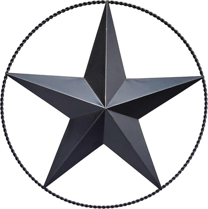 JoyEvy 12.4" Black Barn Star Wall Decor, Metal Stars for Outside or Inside Texas Stars Art Rustic Vintage Western Country Home Farmhouse Wall Decoration