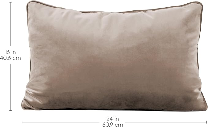 FDP 16" x 24" Velvet Rectangle Lumbar Pillow Set with Piping Decorative Throw Pillow for Home Décor in Living Room, Bedroom or Lounge (2-Pack) - Caffe, 15160-346