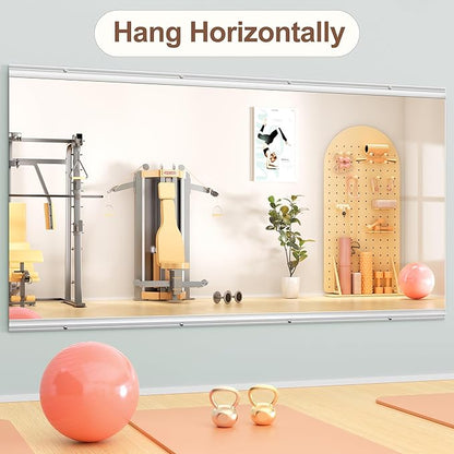 Hasipu Home Gym Mirror 71" L x 32" W - 1PC Large Full Body Mirror for Yoga, Fitness, Garage, Dance Studio, Wall-Mounted, 0.16in Tempered Glass Frameless