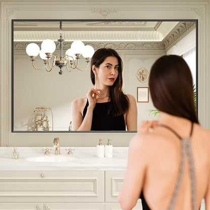 LOAAO Black Bathroom Mirror 72"X40" for Wall, Rectangle Bathroom Vanity Mirror, Tempered Glass, Hangs Vertically or Horizontally, Easy to Install, Modern Design