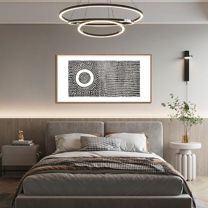 Abstract Round Dot Framed Canvas Wall Art Set,Minimalist Black and White Wall Decor,Modern Mid Century Circle Print,Neutral Geometric Artwork for Living Room,Bedroom-20 x40