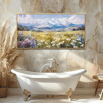 QIYILEXWART Large Wall Art For Bedroom Wall Decor For Living Room Office Decoration Range Grassland Landscape Painting Watercolour Pictures Canvas Artworks Ready To Hang Home Decor Wood Framed