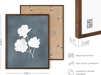 HAUS AND HUES Floral Wall Art - Set of 4 Plant Posters for Wall Vintage Botanical Prints, Flower Pictures for Room Aesthetic, Vintage Art Prints Flower Wall Art (Walnut Frame, 11x14)