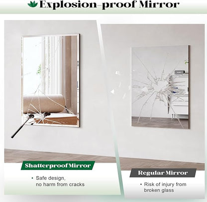 Frameless Beveled Large Bathroom Wall Mirror, 55"x36" Bathroom Wall Mirror for Over Sink, Large Vantiy Mirrors for Living Room, Entryway, Bedroom, Hangs Horizontally or Vertically
