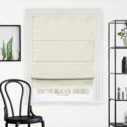 CHICOLOGY Cordless Roman Shade Window Treatment, Room Darkening Privacy Liner, True-to-Size No Deduction, Inside/Outside/Ceiling Mount, Cordless for Kids & Pets, 29" W x 64" H, Del Mar Moon Shell