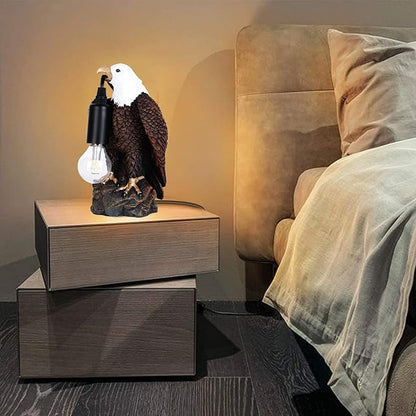 Jorunhe Bird Table Lamp - Resin American Eagle Night Light with E12 Bulb, Crow Table Lamp for Bedroom, Living Room, Cafe, Office Home Decor 7.9" Height