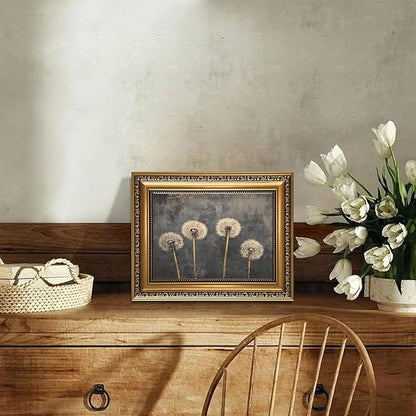 WZGZXU Gold Framed Wall Art Vintage Dandelion Wall Decor Botanical Pictures Canvas Art Farmhouse Paintings Antique Artwork For Living Room Bedroom 8x10in