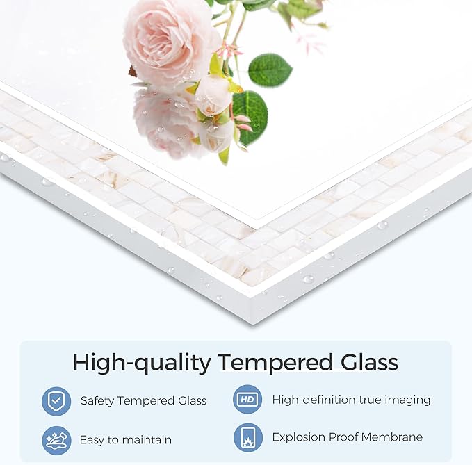 Tanmicoshomy 30 x 30 Inch White Rectangle Wall Mirror, Natural Shell Framed Rectangular Mirrors for Bathroom Bedroom, Living Room, Entryway, Wall Mounted Horizontal or Vertical