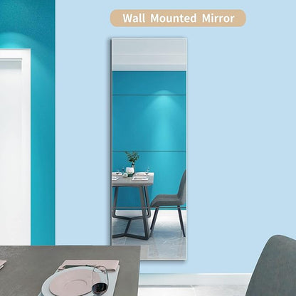 quegau Full Length Mirror for Kids Safety Shatterproof Mirror,Plastic Wall Mirrors,Made of Acrylic Plexiglass Mirrors,4 Pcs 10"x10",Long Bedroom Door Closet Miroir,Workout for Home Gym Body Miroir