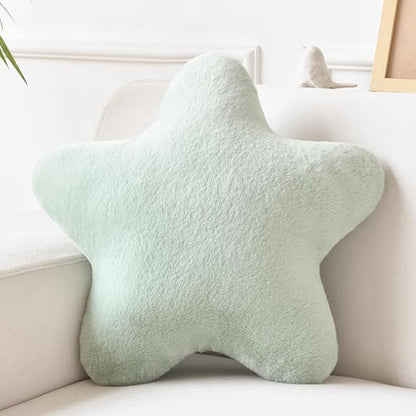 Star Pillow, Decorative Throw Pillows for Bed Couch, 15" Star Shaped Pillow Plush Floor Cushions Room Decor Pillow with Faux Rabbit Fur for Sofa Bedroom Living Room (Sage Green, 19.6" x 19.6")