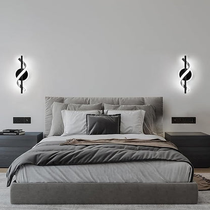 EIDISUNY Wall Sconces Sets of 2, 12W LED Wall Mount Lights, Modern Spiral Wall Lamp, 6000K Cold Modern Light Fixture for Stairs, Living Room, Bedroom, Aisle, Hallway