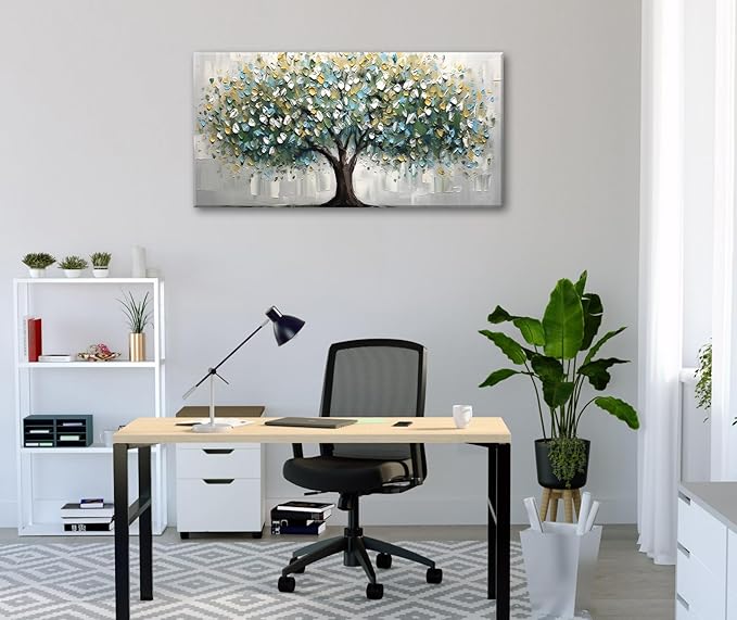 Tree of Life Wall Art Large Modern Canvas Print Framed Landscape Picture, Ready to Hang Home Decor for Living Room, Bedroom, Office, 20x40 Inches