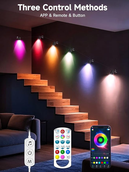 Tyute LED Spot Lights Indoor, RGB Color Changing Uplighting with App & Remote Control, Music Sync, Timer Function, Ambient Lighting Indoor Spotlight for Living Room Bedroom Party Decoration