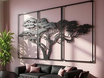 AILLA Tree of Life Wall Art Decor Set of 3 Wall Hanging Sculpture Modern Wall Home Decoration 3D Textured Sculptures for Living Room Bedroom Office Dinnig Room 3 Panels Family Tree Wall Hangings