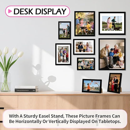 4x6 Picture Frames Set of 8, 4 by 6 Black Photo Frames for Gallery Wall Mounting or Table Display, Collage Frames with Clear Plexiglass for Home Office Decor