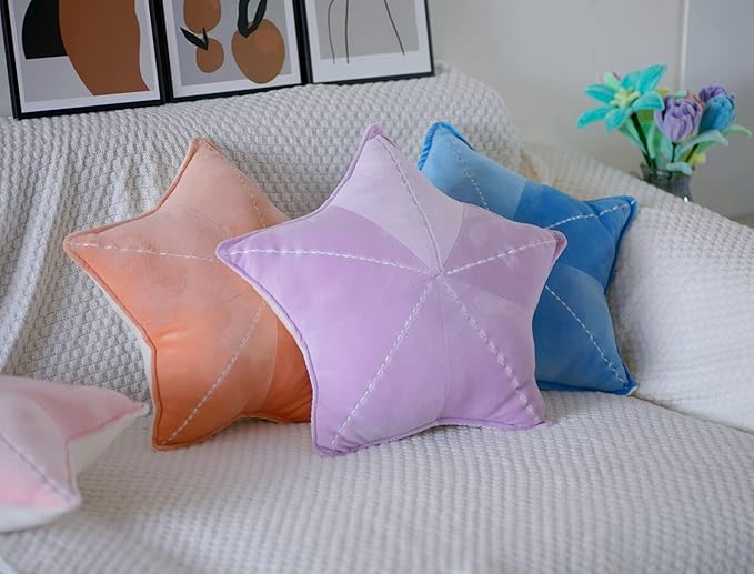 Starfish, Shell Plush Pillow, Car & Waist Cushion, Interesting Characteristic Chair Cushion (Star Purple, 19.6in)