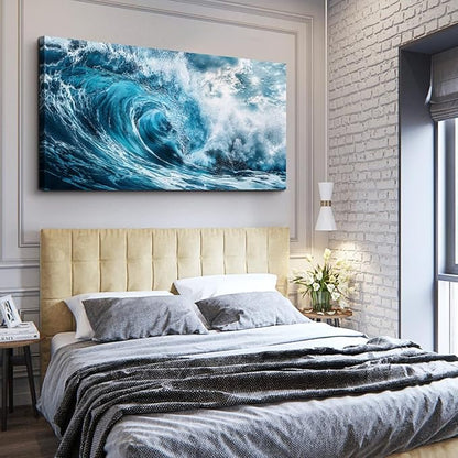 ERQINHUA Large Blue Wave Canvas Wall Paintings Wall Art For Living Room Wall Decor For Bedroom Ocean Inspiration Pictures Office Decorations Posters Modern Artwork Home Decor Aesthetics 30"X60"