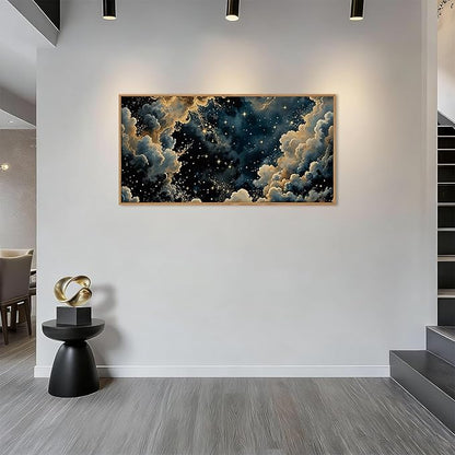 HPNIUB Dreamy Starry Night Sky Framed Wall Art Set,Moody Celestial Wall Decor,Modern Abstract Maximalist Gothic Printing,Natural Stars Illustrations Artwork for Living Room, Bedroom,Office-20''x40''