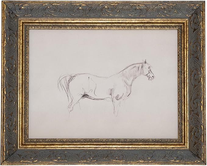 Petal Lane Horse Wall Art - 10x8 Framed Antique Decor - Make Your Own Gallery Wall Frame Set - Dark Academia Wall Decor - Farmhouse Wall Art (Horse Sketch)