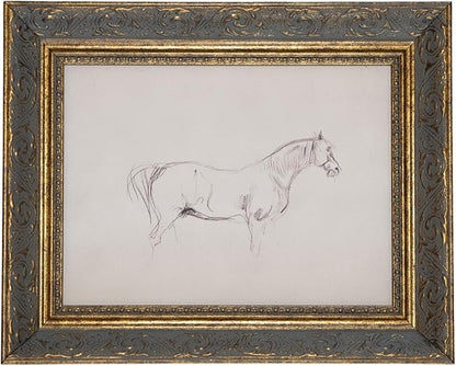 Petal Lane Horse Wall Art - 10x8 Framed Antique Decor - Make Your Own Gallery Wall Frame Set - Dark Academia Wall Decor - Farmhouse Wall Art (Horse Sketch)