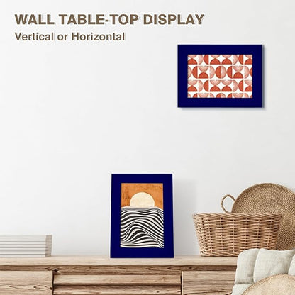 KINLINK 3.5x5 Picture Frames Navy, Solid Wood Frames with Plexiglass for Table Top and Wall Mounting, Photo Frames for Horizontal or Vertical Display, 4 Pack