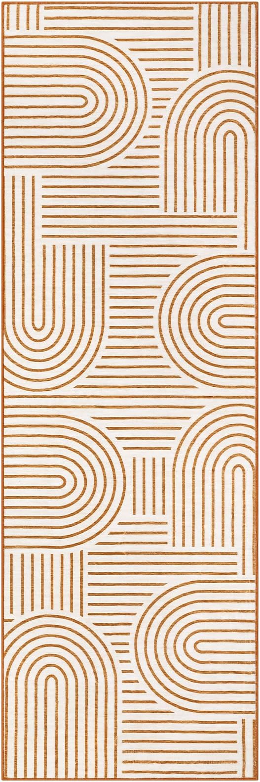 ROYHOME Modern Rug 2.5x8 Runners for Hallways, Abstract Kitchen Runner Rugs Non Slip Bath Runner, Rainbow Washable Rug for Bedroom, Soft Long Rugs for Entryway Bathroom Laundry Dorm, Orange