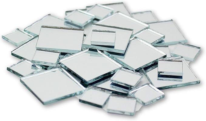 Small Mini Square Craft Mirrors Bulk 0.5 & 1 Inch 100 Pieces Mirror Mosaic Tiles