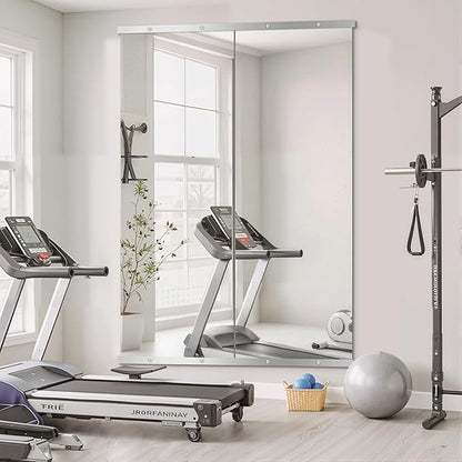 TRAHOME Home Gym Mirror for Wall, 70"x24"x2PCS Full Length Gym Mirror Frameless Wall-Mounted for Garage, Home Gym, Living Room, Bedroom(Silver)