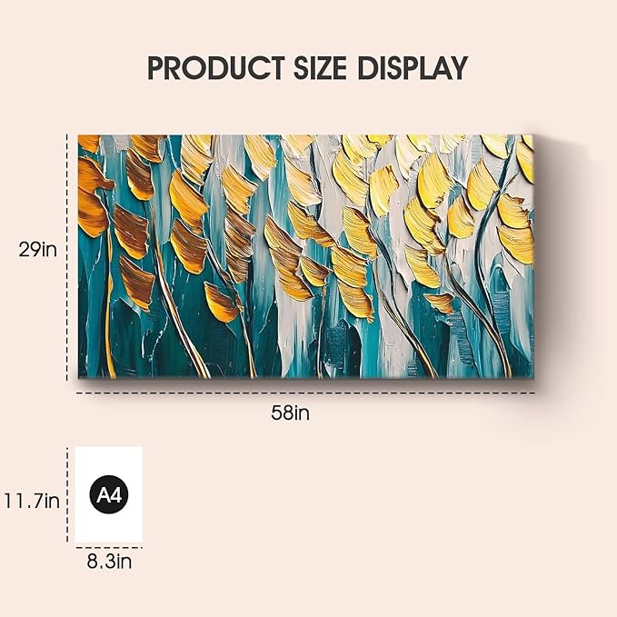 Iallbin Abstract Canvas Wall Art, Large Wall Art for Living Room, for Wall Modern Paintings Wall Decor Living Room (Abstract, Yellow and Blue, 58L x 29W)