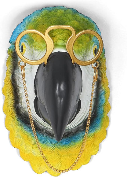 UITWMKTG Simulated Animal Head Wall Decor Colored Animal Sculptures Wall Mount 3D Wall Art Decoration for Home Bedroom Living Room Decor Parrot