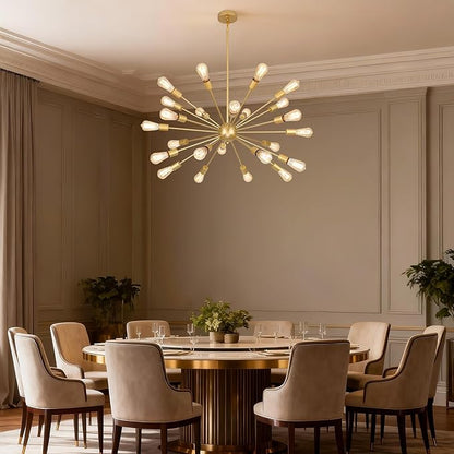 Large Gold Chandeliers for Dining Room Light Fixture | 43 Inch 24 Light Modern Chandeliers Over Table | Vintage Industrial Hanging Lighting for Living Dining Room, Kitchen Island, Entryway, Foyer