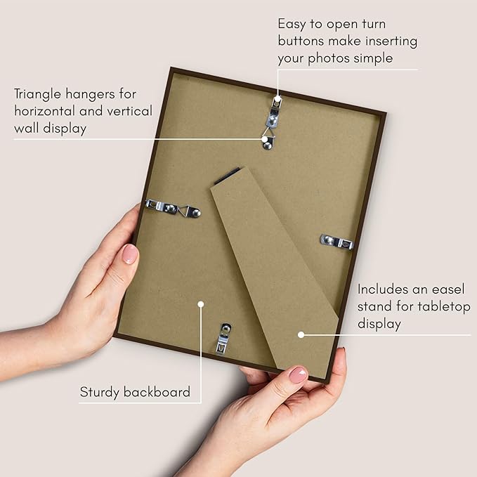 Americanflat 8x10 Picture Frame with Shatter-Resistant Glass - Use as 5x7 Frame with Mat or Display 8x10 Photo Without Mat - Streamline Collection - Picture Frames for Tabletop and Wall - Walnut