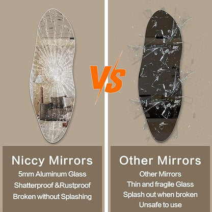 Niccy 65"×22" Frameless Irregular Full Length Mirrors, Long Wall-Mounted Mirror for Living Room, Large Full Body Mirror, Explosion-Proof Tall Hanging-Mirror for Bathroom Bedroom Entryway Decor