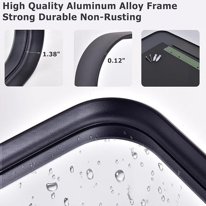 Easly 48"x30" Black Bathroom Mirror - Modern Black Mirror for Wall with Rounded Corners, Bathroom Mirrors for Vanity, Aluminum Alloy Framed Mirror Portrait or Landscape Hang