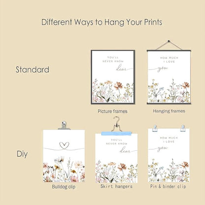 JBZDD 3Pcs Wildflower Nursery Wall Art – Boho Botanical Flower Posters with Inspirational Sentences, Aesthetic Print Artwork for Baby Girl Nursery, Bedroom, or Living Room Decoration Unframed16x24in