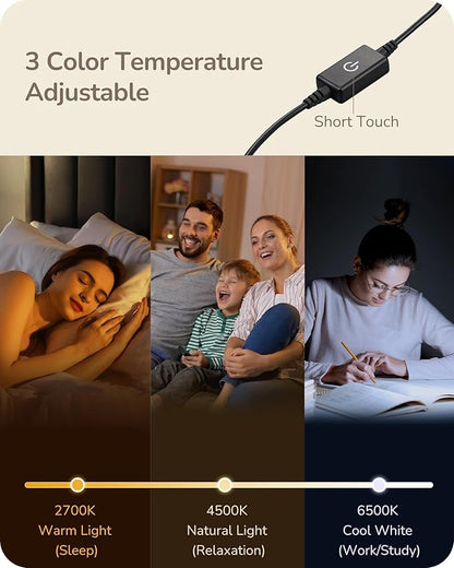 EDISHINE Upgraded LED Table Lamp, Stepless Dimmable Bedside Lamp with 3 Color Temperature, Modern Nightstand Lamp, Desk Lamp for Bedroom, Living Room, Corner, Gift, Metal Finish, Silver, 6W