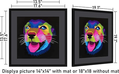 ELSKER&HOME 18x18 Frame Black, 14x14 Frame with Mat or 18x18 Picture Frame without Mat 3 Pack, Wall Mounting Include 3 Wall Art Prints