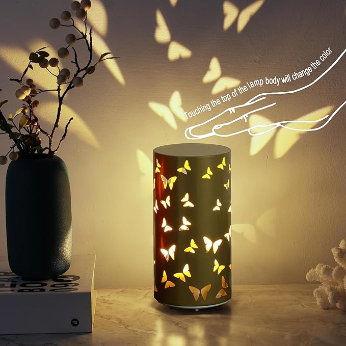 Butterfly Night Light - USB Table Lamp with Rotating Projection, Portable Bedside Light for Bedroom, Coffee Shop, Gifts for Women, Mom, Birthday
