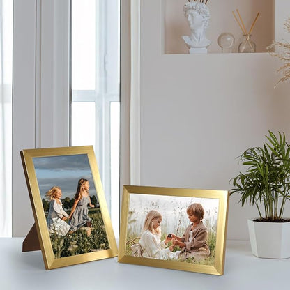 Hoikwo 18 Packs 3.5x5 Gold Multi Plastic Picture Frames Set with Plastic Cover for Family Photos, Artwork, Light Weight Bulk 3.5 by 5 Frames Pack for Wall Hanging and Table, Stylish Picture Frames