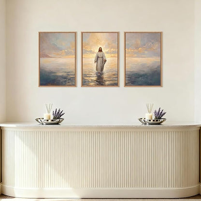 Large Jesus Christian Framed Canvas Wall Art Set,Bible Stories Faith Wall Decor,Vintage Modern Artwork for Living Room,Bedroom,Dining Room,Office -24"x36"x3