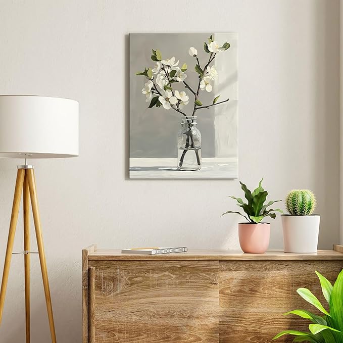 daktenn Floral Canvas Wall Art Bathroom Wall Art Pictures Wall Decor Home Decor Wall Decor for Bedroom Livingroom 12x16 Inches