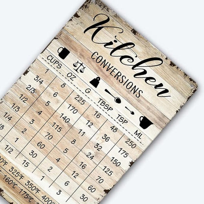 Farmhouse Rustic Kitchen Signs Wall Decor Funny Kitchen Conversion Chart Metal Tin Sign Rustic Style Pantry Home Decor 8x12 Inch