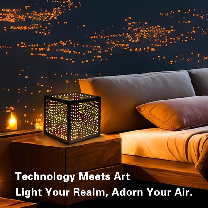 Stunning Infinity Mirror Cube Light with RGB Color-Changing Effects, Perfect 3D Art Decor for Gaming Rooms & Computer Desks, and A Unique Gift for Birthdays or Christmas (7 Inches)