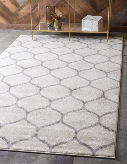 Unique Loom Trellis Frieze Collection Area Rug - Rounded (7' 1" x 10', Ivory/ Gray)